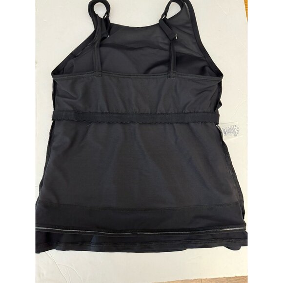 Lands End Size 10 Tankini Swimsuit Mesh Top Stay Put Liner Modest Black - Picture 9 of 10
